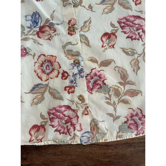 Vintage Liz Claiborne Floral Print Sleeveless Button Up Collar Shirt 10 Petite - Picture 2 of 7